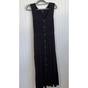 VERSONA Womens Small Black Maxi Tank Tiered Dress‎ Minimalist Boho Peasant